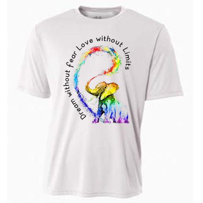 Dream Without Fear Love Without Limits Elephant LGBT Cooling Performance Crew T-Shirt