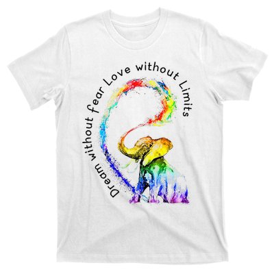 Dream Without Fear Love Without Limits Elephant LGBT T-Shirt