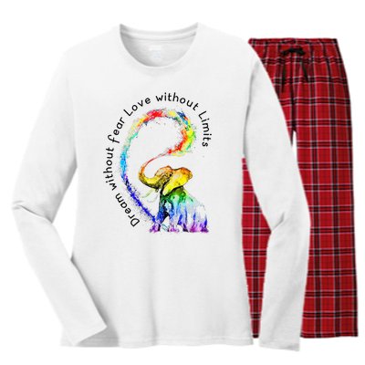 Dream Without Fear Love Without Limits Elephant LGBT Women's Long Sleeve Flannel Pajama Set 