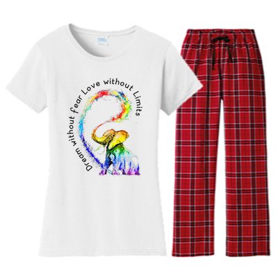 Dream Without Fear Love Without Limits Elephant LGBT Women's Flannel Pajama Set