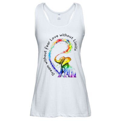 Dream Without Fear Love Without Limits Elephant LGBT Ladies Essential Flowy Tank