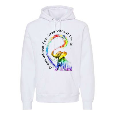 Dream Without Fear Love Without Limits Elephant LGBT Premium Hoodie