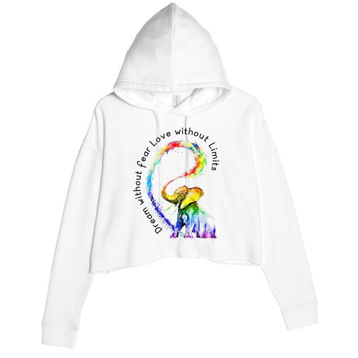 Dream Without Fear Love Without Limits Elephant LGBT Crop Fleece Hoodie