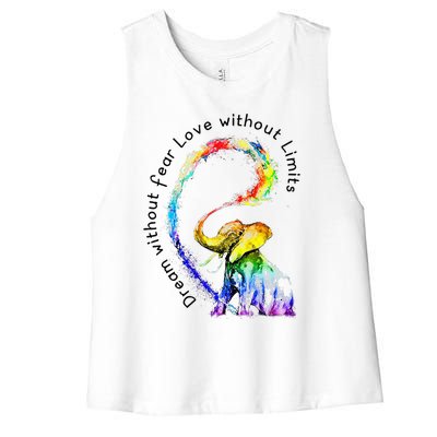 Dream Without Fear Love Without Limits Elephant LGBT Women's Racerback Cropped Tank