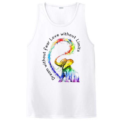 Dream Without Fear Love Without Limits Elephant LGBT PosiCharge Competitor Tank