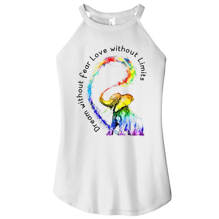 Dream Without Fear Love Without Limits Elephant LGBT Women's Perfect Tri Rocker Tank