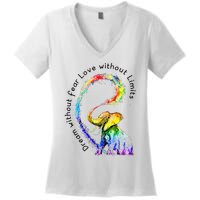 Dream Without Fear Love Without Limits Elephant LGBT Women's V-Neck T-Shirt