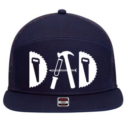 Dad Woodworking Funny Woodworker Handyman Carpenter 7 Panel Mesh Trucker Snapback Hat