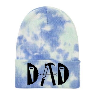 Dad Woodworking Funny Woodworker Handyman Carpenter Tie Dye 12in Knit Beanie