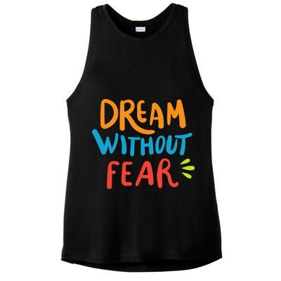 Dream Without Fear Inspirational Meme Ladies PosiCharge Tri-Blend Wicking Tank