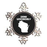 Drink Wisconsibly Funny Wisconsin Drinking Party Pride Metallic Star Ornament