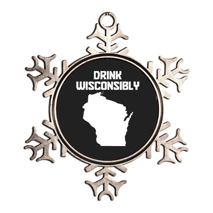 Drink Wisconsibly Funny Wisconsin Drinking Party Pride Metallic Star Ornament