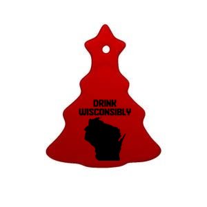 Drink Wisconsibly Funny Wisconsin Drinking Party Pride Ceramic Tree Ornament