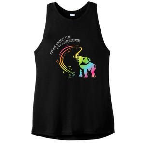 Dream Without Fear Love Without Limits Colorful Elephant Ladies PosiCharge Tri-Blend Wicking Tank