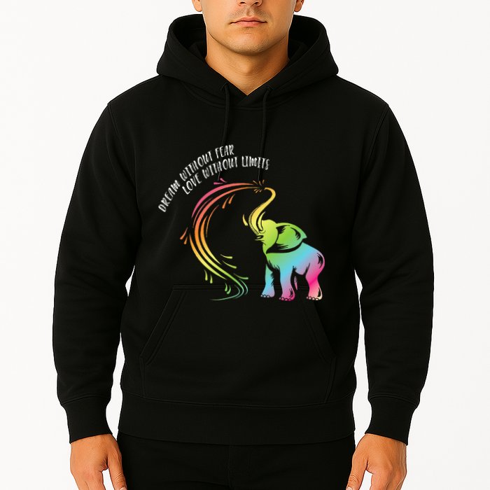 Dream Without Fear Love Without Limits Colorful Elephant Hoodie
