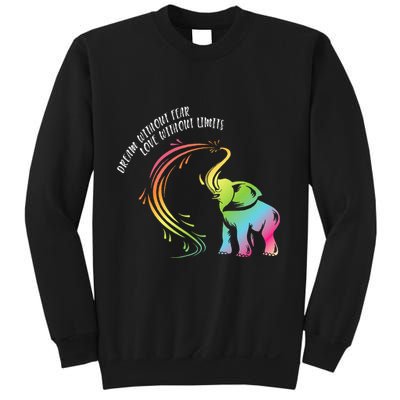 Dream Without Fear Love Without Limits Colorful Elephant Sweatshirt