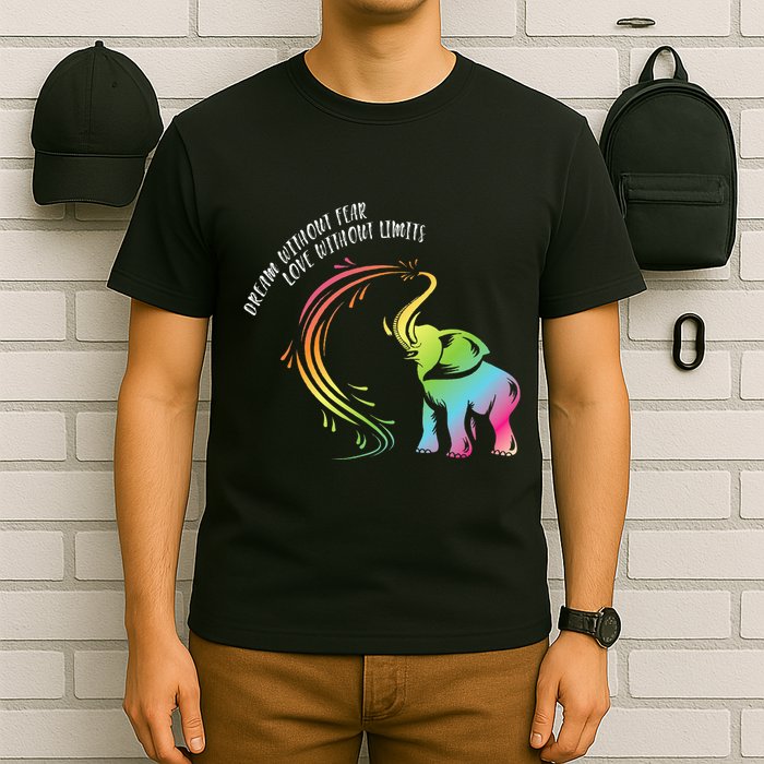 Dream Without Fear Love Without Limits Colorful Elephant T-Shirt