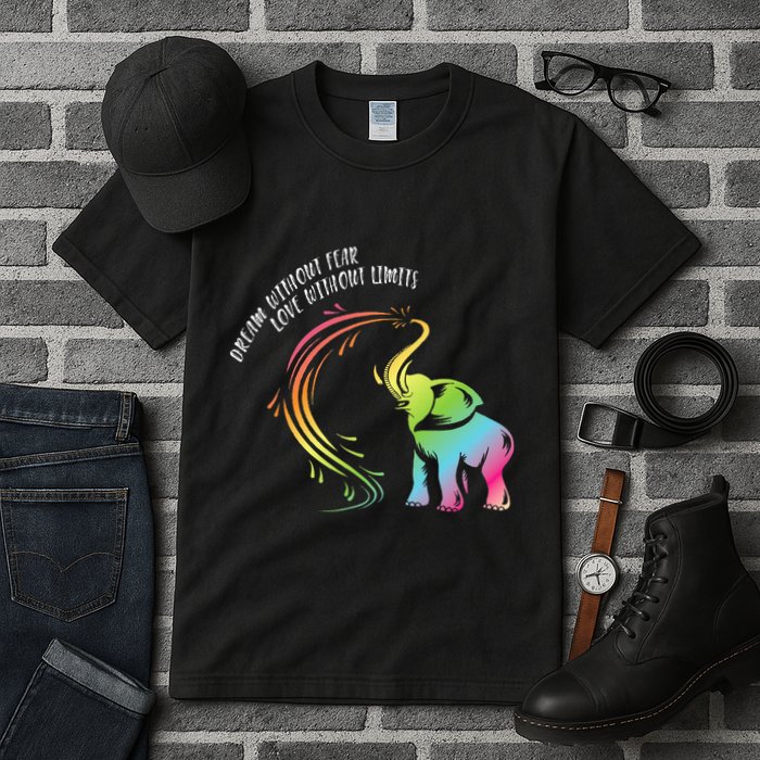 Dream Without Fear Love Without Limits Colorful Elephant Tall T-Shirt