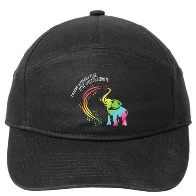 Dream Without Fear Love Without Limits Colorful Elephant 7-Panel Snapback Hat