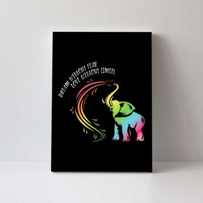 Dream Without Fear Love Without Limits Colorful Elephant Canvas