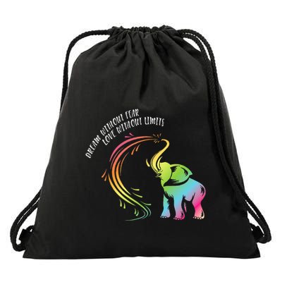 Dream Without Fear Love Without Limits Colorful Elephant Drawstring Bag
