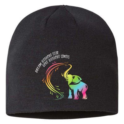Dream Without Fear Love Without Limits Colorful Elephant Sustainable Beanie