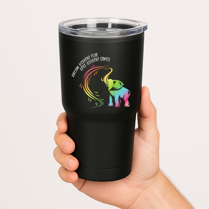 Dream Without Fear Love Without Limits Colorful Elephant Tumbler