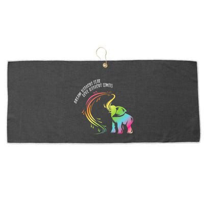 Dream Without Fear Love Without Limits Colorful Elephant Large Microfiber Waffle Golf Towel