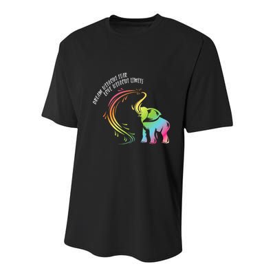 Dream Without Fear Love Without Limits Colorful Elephant Youth Performance Sprint T-Shirt