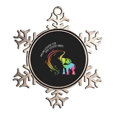 Dream Without Fear Love Without Limits Colorful Elephant Metallic Star Ornament