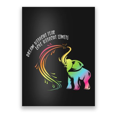 Dream Without Fear Love Without Limits Colorful Elephant Poster
