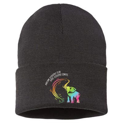 Dream Without Fear Love Without Limits Colorful Elephant Sustainable Knit Beanie
