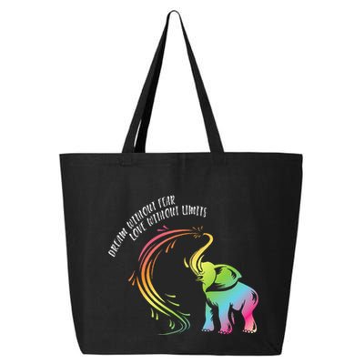 Dream Without Fear Love Without Limits Colorful Elephant 25L Jumbo Tote