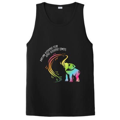 Dream Without Fear Love Without Limits Colorful Elephant PosiCharge Competitor Tank