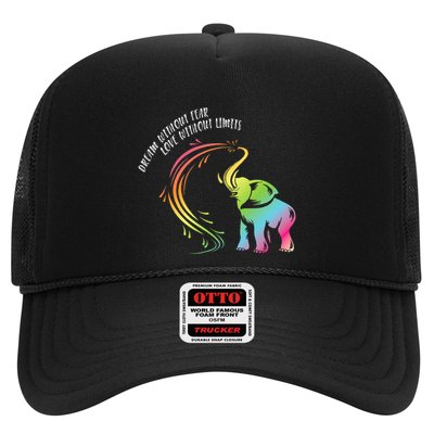 Dream Without Fear Love Without Limits Colorful Elephant Trucker Hat