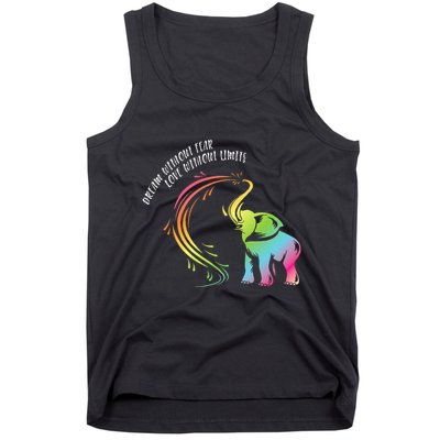 Dream Without Fear Love Without Limits Colorful Elephant Tank Top