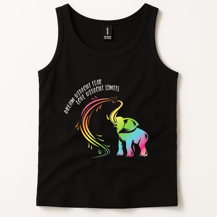 Dream Without Fear Love Without Limits Colorful Elephant Tank Top