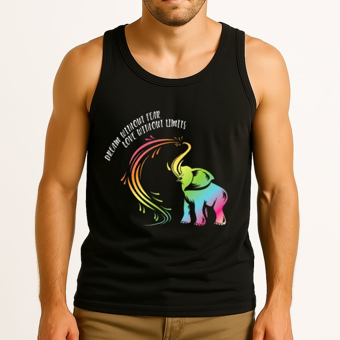 Dream Without Fear Love Without Limits Colorful Elephant Tank Top