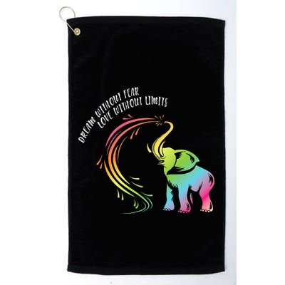 Dream Without Fear Love Without Limits Colorful Elephant Golf Towel