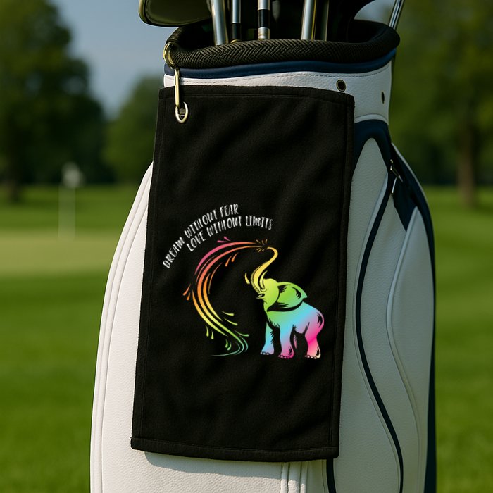 Dream Without Fear Love Without Limits Colorful Elephant Golf Towel