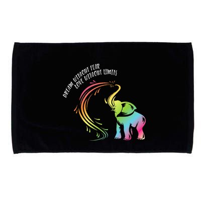Dream Without Fear Love Without Limits Colorful Elephant Microfiber Hand Towel