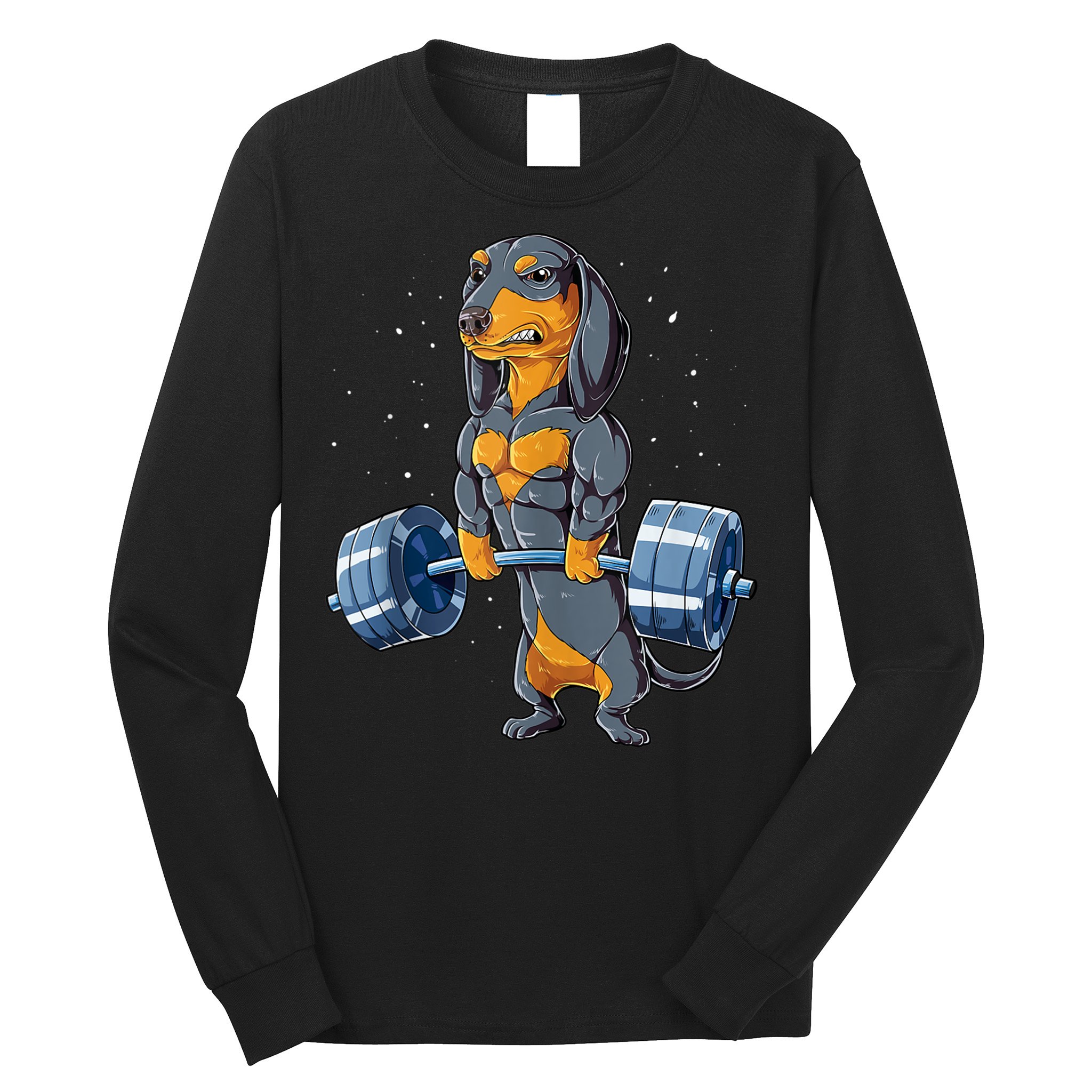 Dachshund Weightlifting Funny Gift For Deadlift Men Fitness Gym Gifts Long Sleeve Shirt
