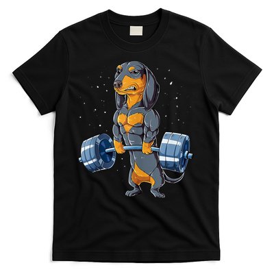 Dachshund Weightlifting Funny Gift For Deadlift Men Fitness Gym Gifts T-Shirt