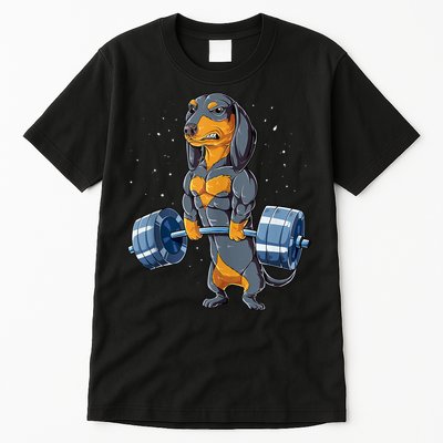 Dachshund Weightlifting Funny Gift For Deadlift Men Fitness Gym Gifts Tall T-Shirt