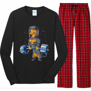 Dachshund Weightlifting Funny Gift For Deadlift Men Fitness Gym Gifts Long Sleeve Pajama Set