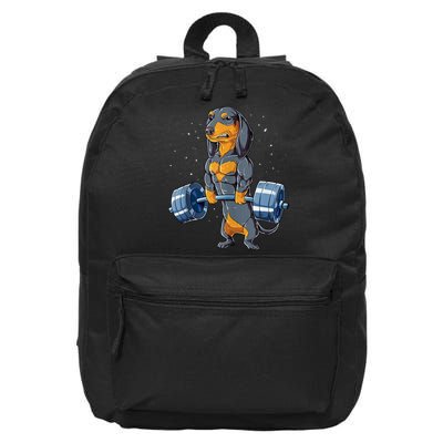 Dachshund Weightlifting Funny Gift For Deadlift Men Fitness Gym Gifts 16 in Basic Backpack