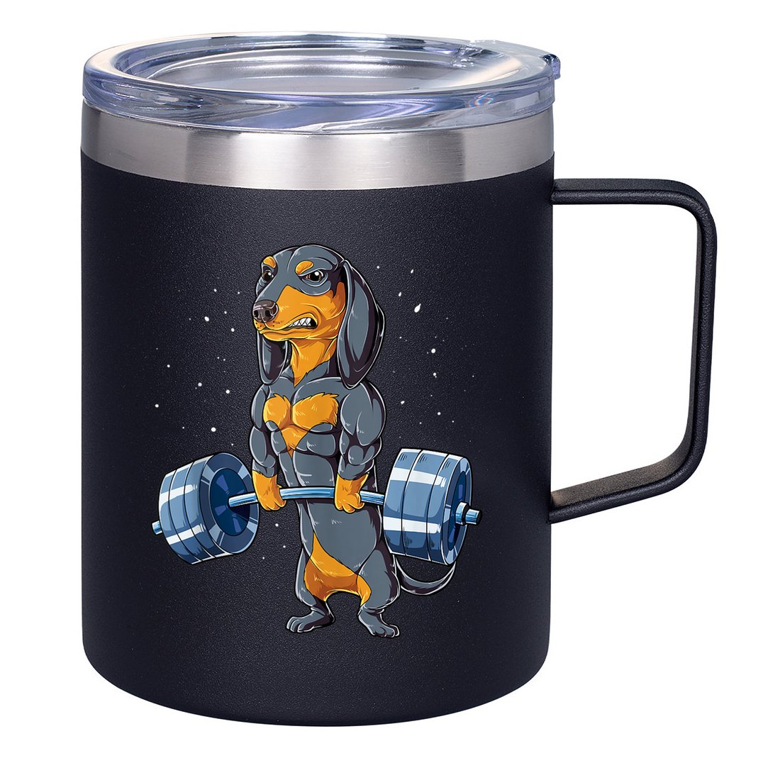 Dachshund Weightlifting Funny Gift For Deadlift Men Fitness Gym Gifts 12oz Stainless Steel Coffee Mug