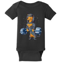 Dachshund Weightlifting Funny Gift For Deadlift Men Fitness Gym Gifts Baby Bodysuit