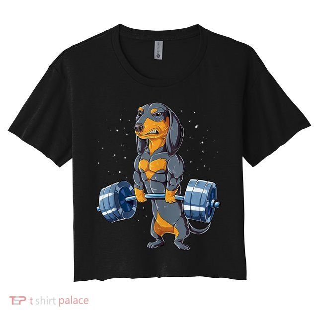 Dachshund Weightlifting Funny Gift For Deadlift Men Fitness Gym Gifts Crop Top