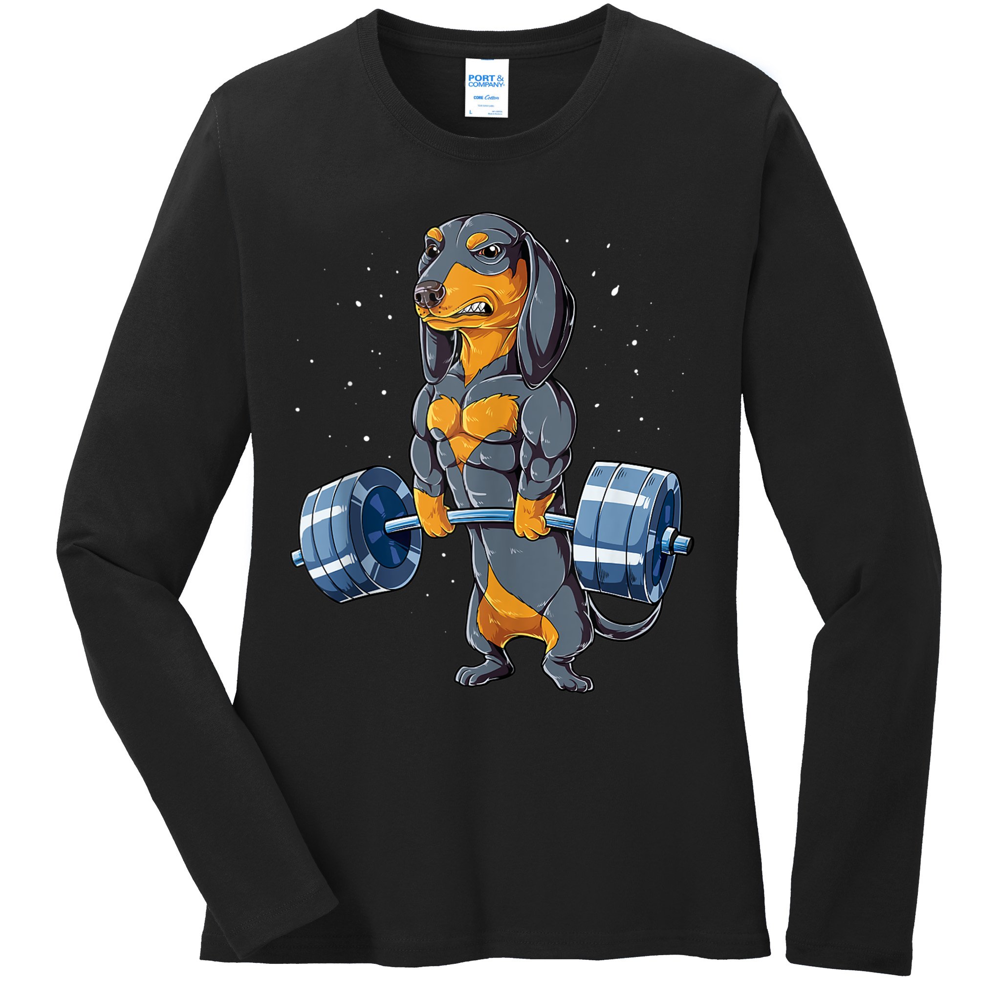 Dachshund Weightlifting Funny Gift For Deadlift Men Fitness Gym Gifts Ladies Long Sleeve Shirt